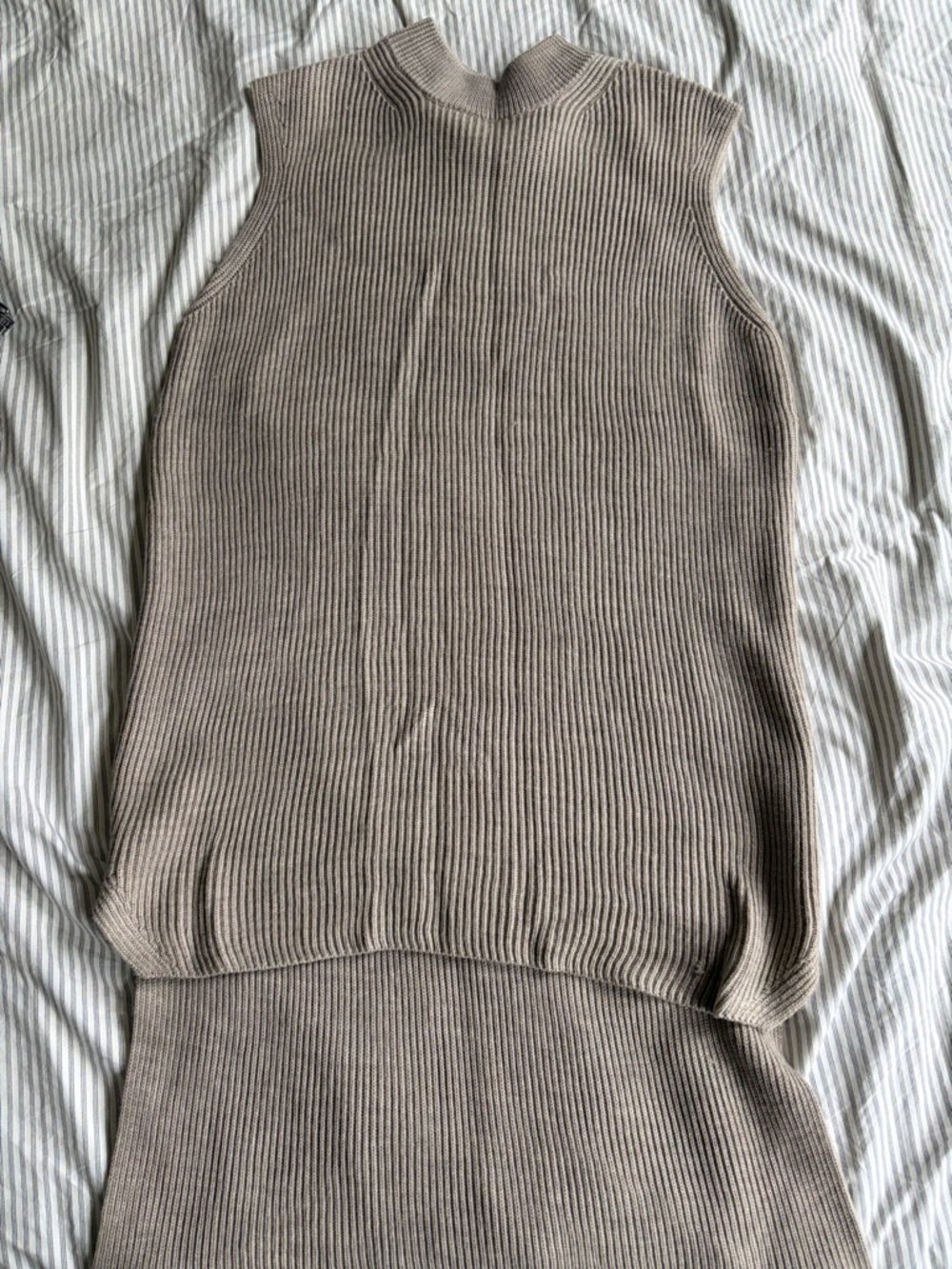 COS Taupe Sleeveless Ribbed Knit Sweater Dress/Tunic